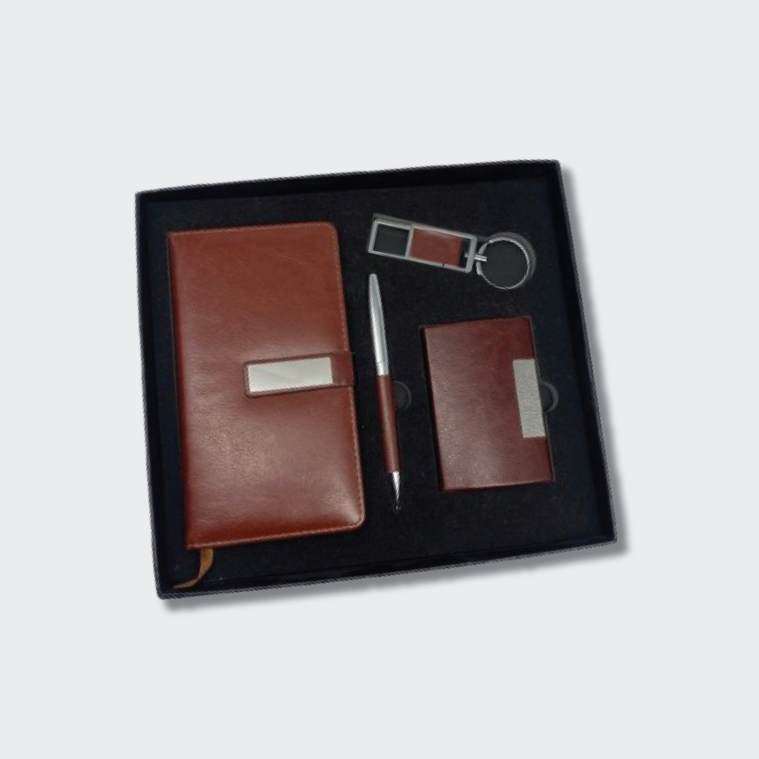 Coffret cadeaux entreprise cuir marron