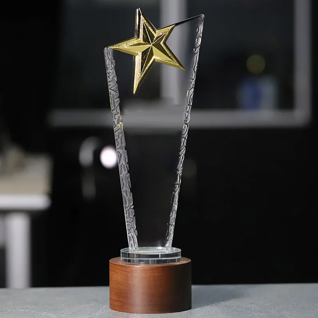 Trophée cristal luxe avec étoile